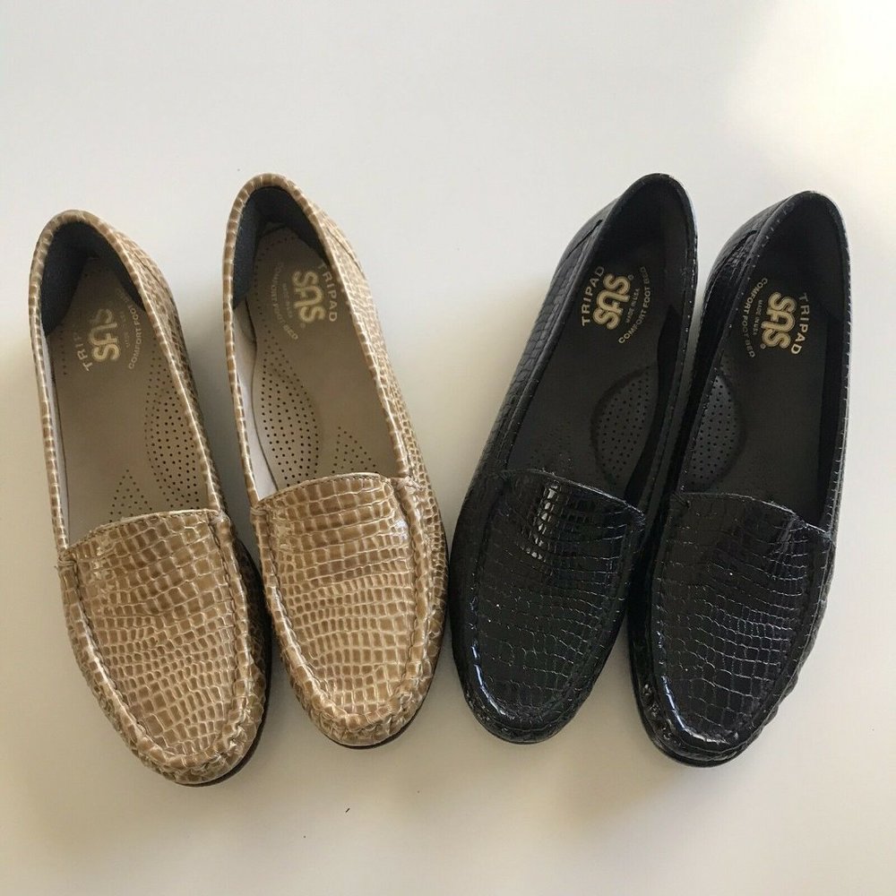 2 Pairs - SAS TriPad Comfort Women 7.5 Croc Emboss